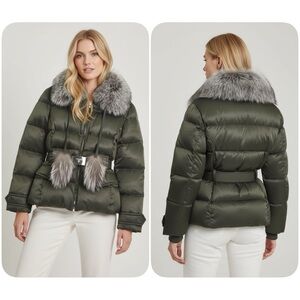 [RARE] PRADA POM POM 29X275 DOWN FOX FUR BELTED JACKET SIZE 42/US 8 - BNWT